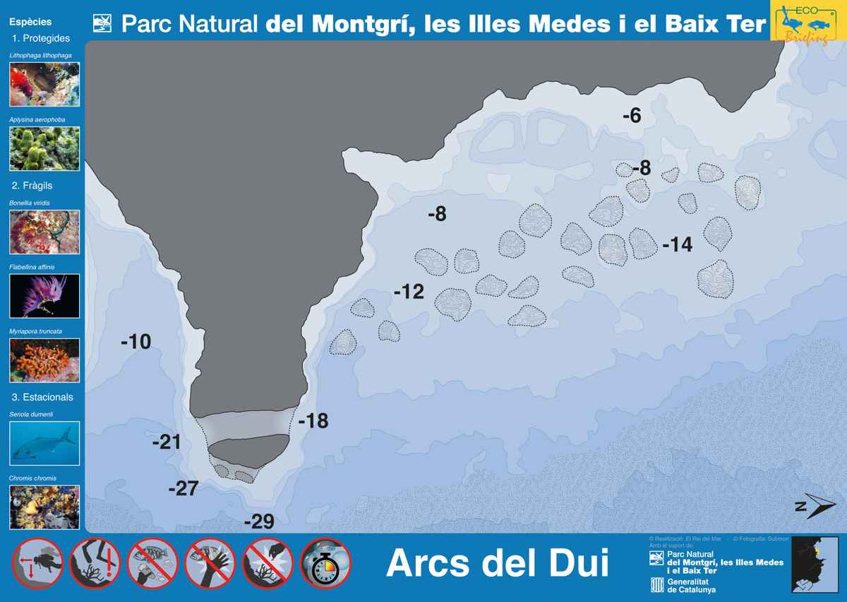 Ficha del punto de buceo — Arcs del Dui